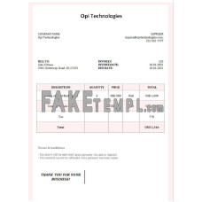 USA Opi Technologies fake Invoice Word and PDF template