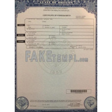 USA Oregon state fake birth certificate photoshop template PSD 