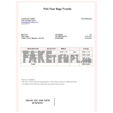 USA Pick Your Bags Travels fake Invoice Word and PDF template