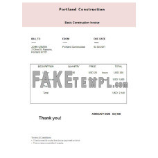 USA Portland Construction fake Invoice Word and PDF template