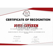 USA fake Recognition Certificate template in Word and PDF format, version 2