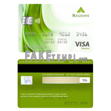 USA Regions bank fake visa electron card photoshop template PSD