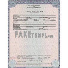 USA Rhode Island state fake birth certificate photoshop template PSD 