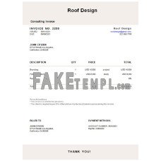 USA Roof Design fake Invoice Word and PDF template