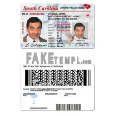 USA South Carolina Island fake driving license photoshop template PSD