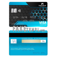 USA Sutton bank fake visa signature card photoshop template PSD