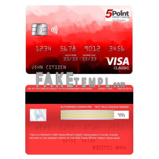 USA Texas 5Point Credit Union bank fake visa classic card photoshop template PSD