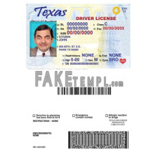 USA Texas fake driving license photoshop template PSD