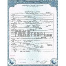 USA Texas state fake death certificate photoshop template PSD , version 2