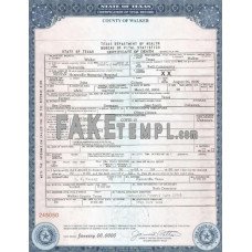 USA Texas state fake death certificate photoshop template PSD 