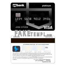 USA U.S. Bank fake visa card photoshop template PSD