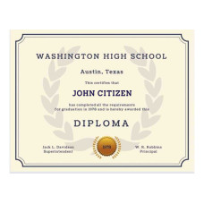 USA Washington High School fake diploma photoshop template PSD