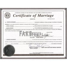 USA Washington district of Columbia fake marriage certificate photoshop template PSD 