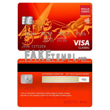 USA Wells Fargo bank fake visa classic card photoshop template PSD