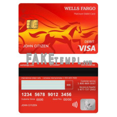 USA Wells Fargo bank fake visa debit card photoshop template PSD