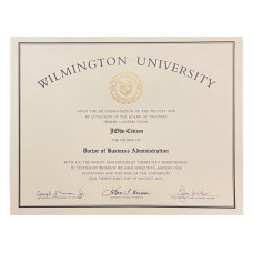 USA Wilmington University fake diploma photoshop template PSD