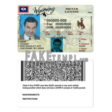 USA Wyoming fake driving license photoshop template PSD