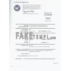 USA copywrite certificate of registration photoshop template PSD 