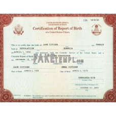 USA fake certification of report of birth Washington certificate photoshop template PSD 