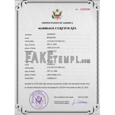 USA fake marriage certificate photoshop template PSD 