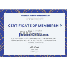 USA fake Membership certificate template in Word and PDF format