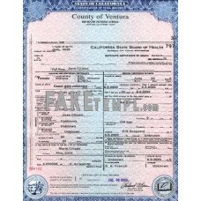 USA state California County of Ventura fake death certificate photoshop template PSD 