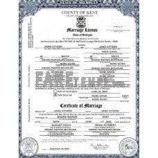 USA state Michigan Kent County fake marriage certificate photoshop template PSD 