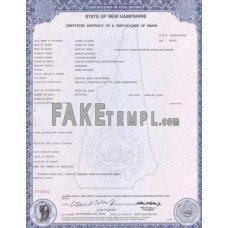 USA state New Hampshire fake death certificate photoshop template PSD 