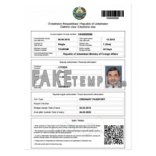 Uzbekistan fake e-visa Word and PDF template