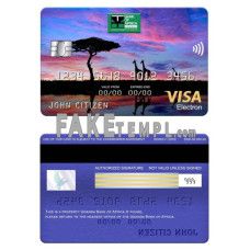 Uganda Bank of Africa fake visa electron card photoshop template PSD