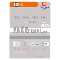 Uganda Cairo Bank Uganda fake visa debit card photoshop template PSD