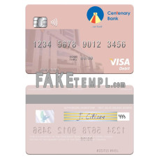 Uganda Centenary Bank fake visa debit card photoshop template PSD