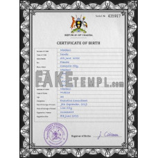 Uganda fake birth certificate photoshop template PSD 