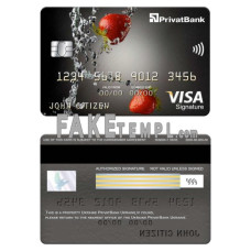 Ukraine PrivatBank fake visa signature card photoshop template PSD