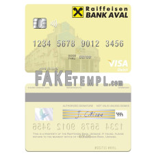 Ukraine Raiffeisen Bank fake visa debit card photoshop template PSD