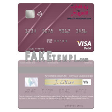 United Arab Emirates Emirates Investment Bank fake visa debit card photoshop template PSD