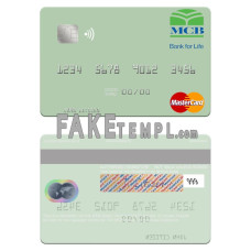 United Arab Emirates MCB Bank fake mastercard photoshop template PSD