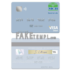 United Arab Emirates MCB Bank fake visa debit card photoshop template PSD