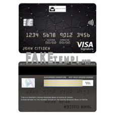 United Kingdom Bank of Aston bank fake visa signature card photoshop template PSD