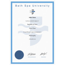 United Kingdom Bath Spa University fake diploma photoshop template PSD