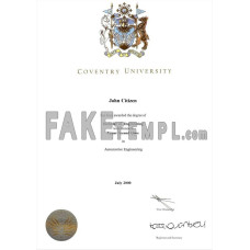 United Kingdom Coventry University fake diploma photoshop template PSD