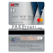 United Kingdom Metro Bank fake mastercard photoshop template PSD