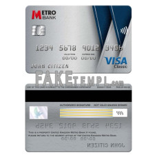 United Kingdom Metro Bank fake visa classic card photoshop template PSD