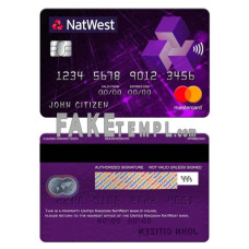 United Kingdom NatWest bank fake mastercard photoshop template PSD