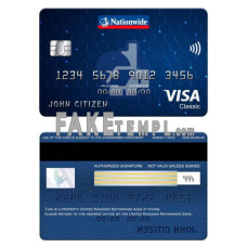 United Kingdom Nationwide bank fake visa classic card photoshop template PSD