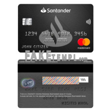 United Kingdom Santander bank fake mastercard photoshop template PSD