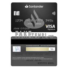 United Kingdom Santander bank fake visa signature card photoshop template PSD