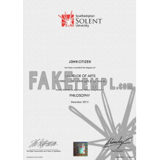 United Kingdom Southampton Solent University fake diploma photoshop template PSD