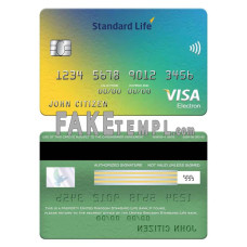 United Kingdom Standard Life bank fake visa electron card photoshop template PSD