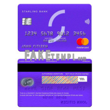 United Kingdom Starling bank fake mastercard photoshop template PSD